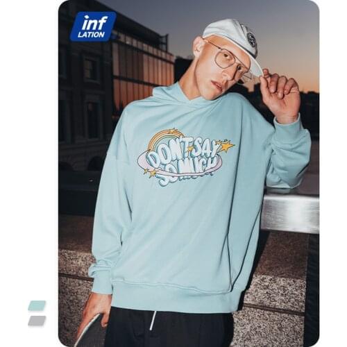 INFLATION Matching Oversized Hoodies For Couple 2021 Trendy Vintage Graphic Hoodies Men Grey Casual Hoodie Pullovers