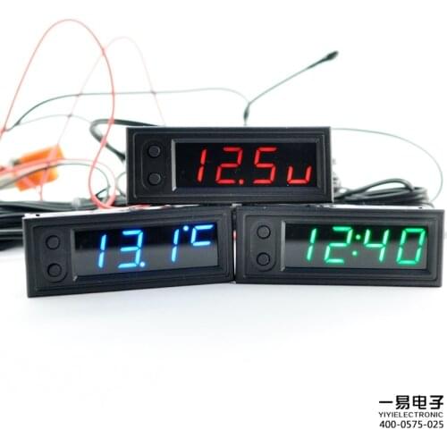 Three-in-One Car Clock Luminous Thermometer Voltmeter High Precision Electronic LED Clock Module Rx8025