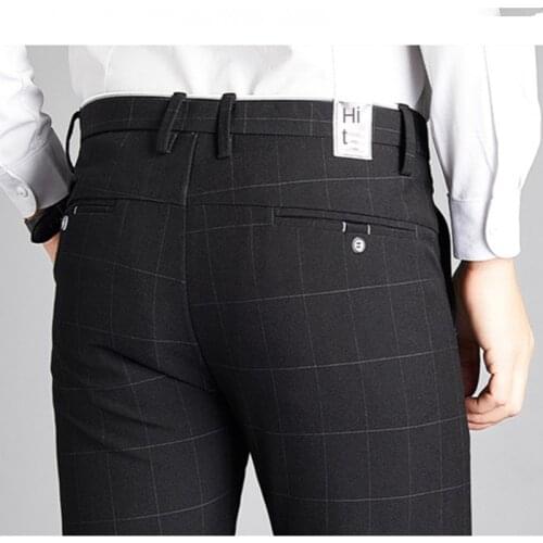 Summer Thin Plaid Suit Pants Business Clothes Straight Regular Fit Long Formal Trousers For Men 2021 Fashion new