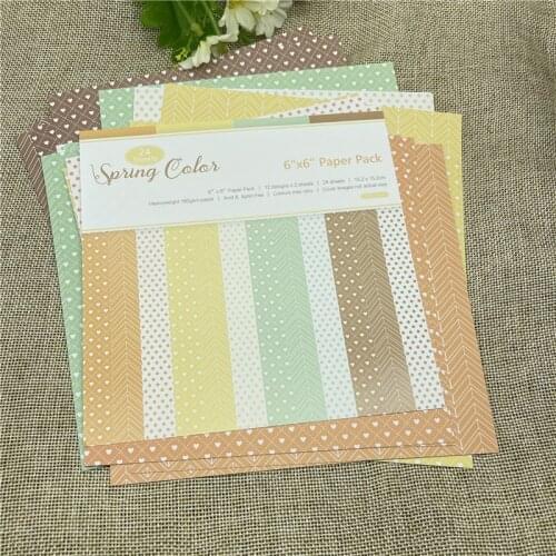 24 sheet 6"X6" Single-side Printed Spring Colors patterned paper Scrapbooking paper pack handmade craft paper craft Background