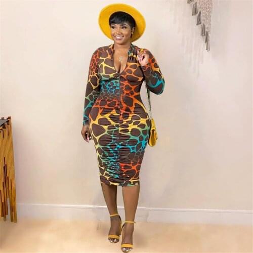 Adogirl Elegant Leopard Print Women Bodycon Mini Dress Fashion Long Sleeve High Neck Streetwear Party Outfits Clubwear 2021