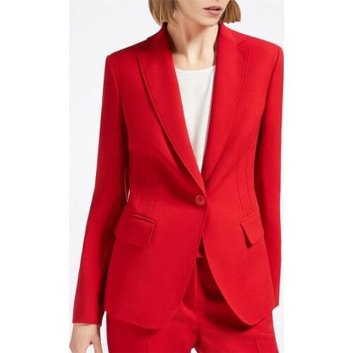 Elegant Red Women Business Suits Blazer Jacket+Pants Formal Ladies Pant Suits Office Uniform Style Female Trouser PantSuit