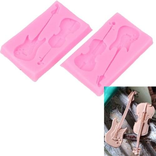 Guitar Violin Baking Mold Exquisite Musical Instrument Clay Candy Chocolate Baking Bakery DIY Handmade Kitchen Baking Gadgets