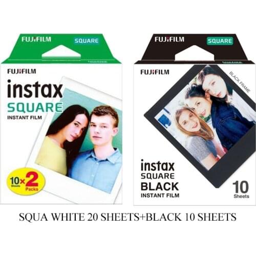 Fujifilm Instax Square White Edge Black Films Photo Paper (10-100 pcs) for Instax SQ10 SQ6 Instant Camera Share SP-3 Printer