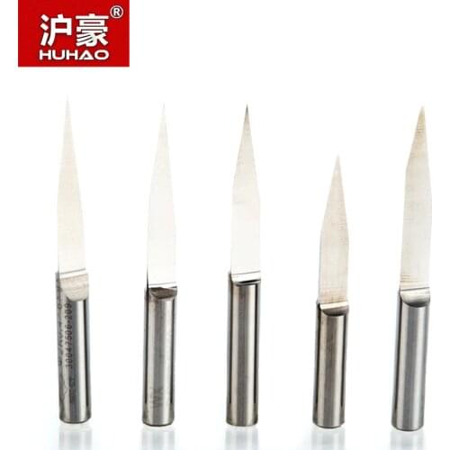 HUHAO 10pcs/lot 4mm Flat Bottom Engraving Bits Lengthened CNC Router Tools V Carbide Carving Cutters Degree 15 20 25 30 45 60 90