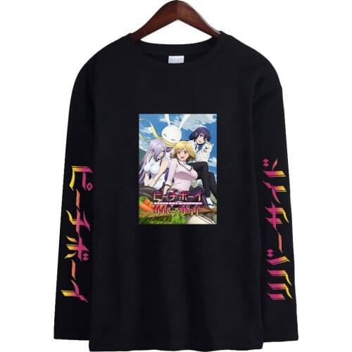 Kawaii Anime Peach Boy Riverside Long Sleeve T-shirts Casual Trendy Style Tshirts Streetwear Tee Shirts Men/women Clothes Tops