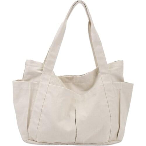 Korean Leisure Literature Pure Color Canvas Trend Cloth Handbag Simple Fashion Large Capacity Shoulder Bag Purses And Handbags