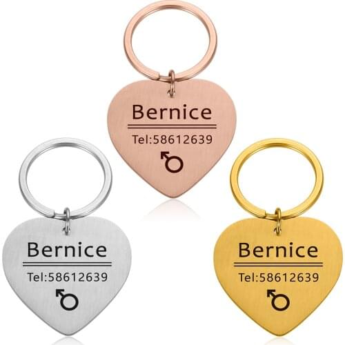 Dog Cat Collar Dog Cat Pet ID Tags Keychain DIY Personalized Dogs Id Tag Stainless Steel Tag Engraving Name and Telphone Number