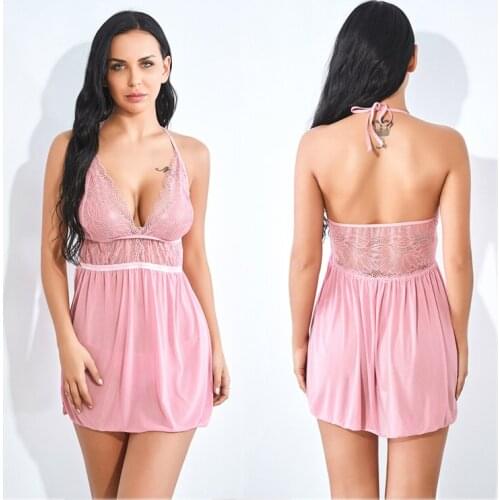 Lace Nightgown Women Sleepwear Pyjamas Summer Negligee Nightwear Sexy Erotic Lingerie Bathrobe Female Nightdress Home Clothes