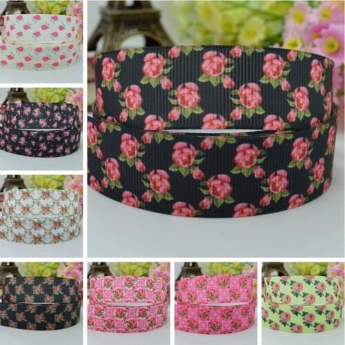 10 Yards 22mm 7/8" Pretty Flowers Girls Printed grosgrain ribbon hair bow Headwear DIY hair accessories retail B0929