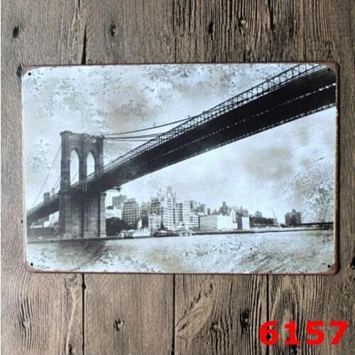 Metal Tin Sign Art New York City Manhattan Bridge Retro Vintage Landmark 20x30CM