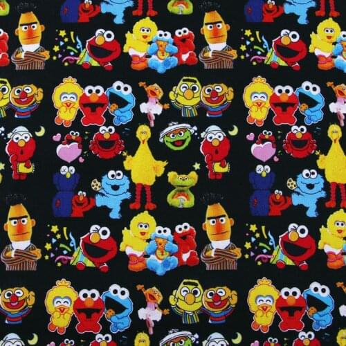 Cartoon Sesame Little Guys Cotton Fabric for Kids Clothes Sewing Quilting Fabrics Needlework Material DIY Handmade
