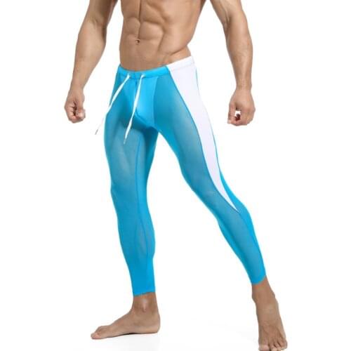 Men Compression Tights Fitness Pants Mens Riding Running Sports Leggings Sexy Mesh Breathable Gym Training Workout Sportwear