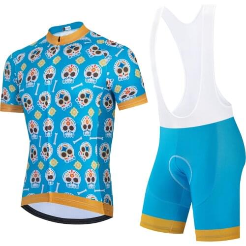 Men Cycling Set Bike Clothing Breathable Blue Skull Cycling Clothing Bike Wear Clothes Maillot Ropa Ciclismo