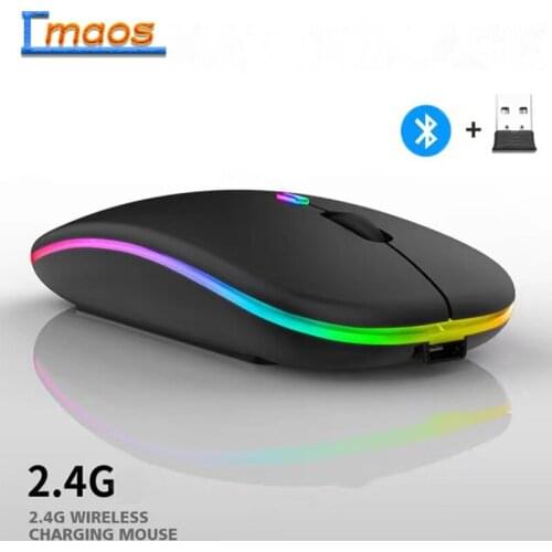 Bluetooth With USB Rechargeable Gaming Mouse Wireless Mouse 2.4GHz iPad Computer Laptop Ultra-thin Silent LED Colorful Backilt