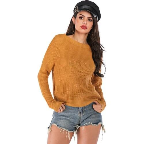 Neatie kiddie 2019 Fashion Autumn Winter Loose Casual Knitting Sweater Solid Pull Femme O-neck Women Pullovers Top Sweaters