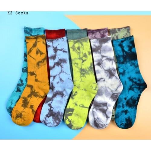 Tie-dye Graffiti Men and Women Socks Cotton Colorful HipHop Vortex Funny Sport Fashion Personality Skateboard Girls Tube Socks