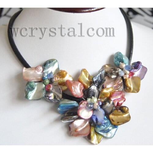 Multicolor Shell beads three Flower pendant Designer Necklace Wholesale