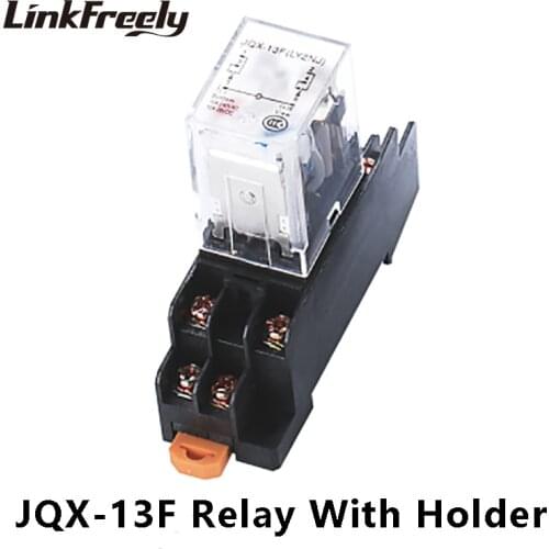 JQX-13F Micro Mini Electromagnetic Coil Relay 10A 8Pins 2NO+2NC 12V 24V 36V 110V 220V 380V Intermediary Relay With Socket Base