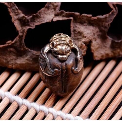 Old Collectibles Handmade Purple Copper Silver Carving Bat Peach Netsuke