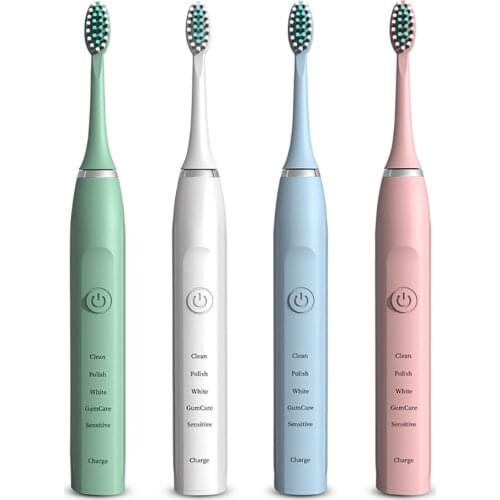 Ultrasonic Sonic Electric Whitening Toothbrush Waterproof USB Charging ToothBrushes with 6pcs Replacement Brush Head For xiaomi