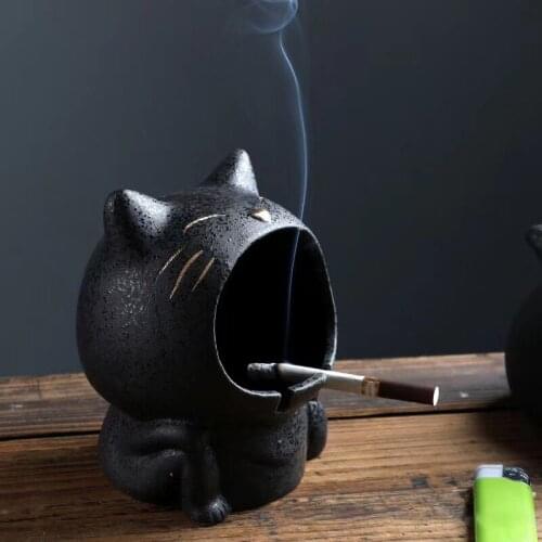 Cute cartoon cat and dog animal ashtray living room anti-ash ceramic ashtray creative home decoration storage ceramic crafts