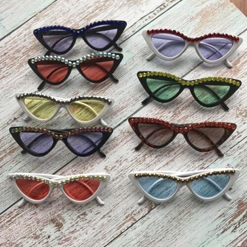 Creative Cat Eye Women Diamond Sunglasses 8 Colors Shades Female Eyewear UV400 Party Glasses Cheap Eyeglass