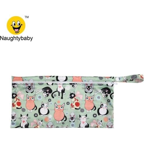 Naughtybaby Waterproof reusable wet bag printed pocket diaper bag PUL travel dry wet bag mini diaper bag size 17*33 CM