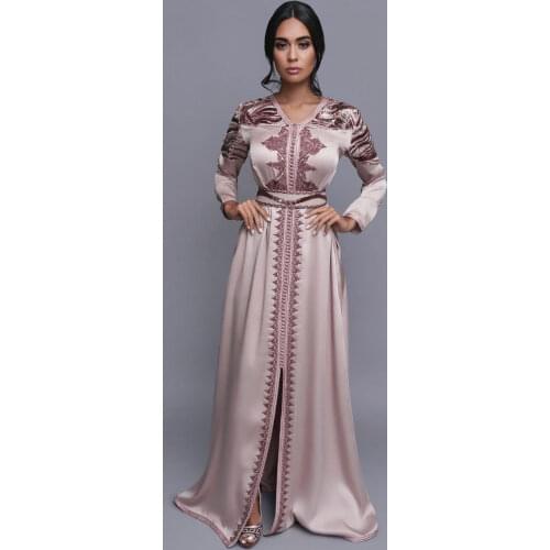 High Quality Long Sleeves Summer Dress Moroccan Caftan Evening Dress Dubai Saudi Arabia Long Prom Gown Applique Custom Made