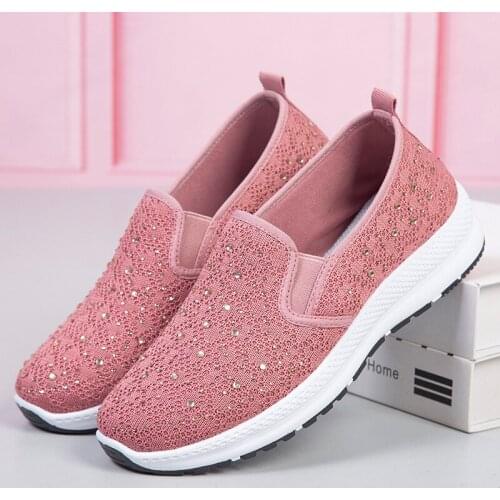 Women Leisure Sneakers Outdoor Mesh Soft Bottom Sport Shoes Vintage Solid Slip on Breathable Shoes Sneakers Women Zapatos Mujer