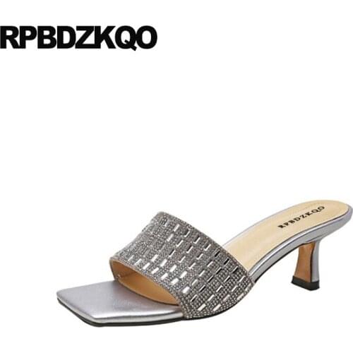 Pumps Silver Sandals Women Glass Slippers Famous Brand High Heels Bling Jewel Crystal Shoes Slides Bride Stiletto Rhinestone
