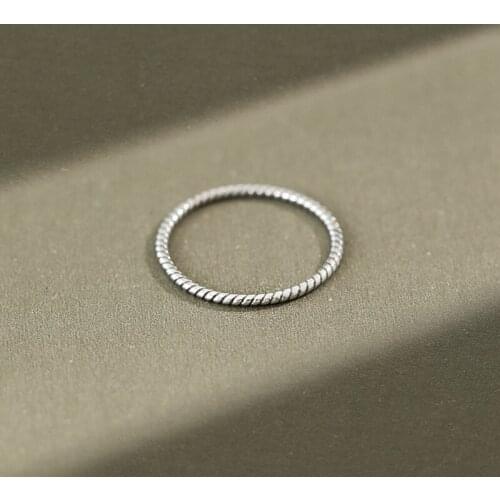 100% 925 Sterling Silver 1.2mm Twisted Ring For Women Fine Jewelry, Vintage Silver 925 Female Ring Retro Accessories Girl Gifts