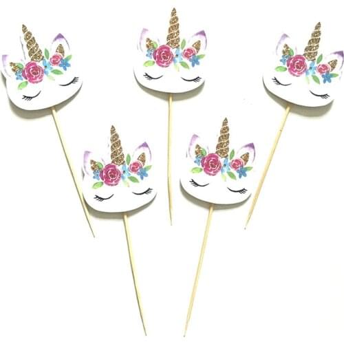 24Pcs Unicorn Cake Insert Bachelorette Party Unicorn Party Happy Birthday Baby Shower Party Supplies DIY Unicorno Natal Deco