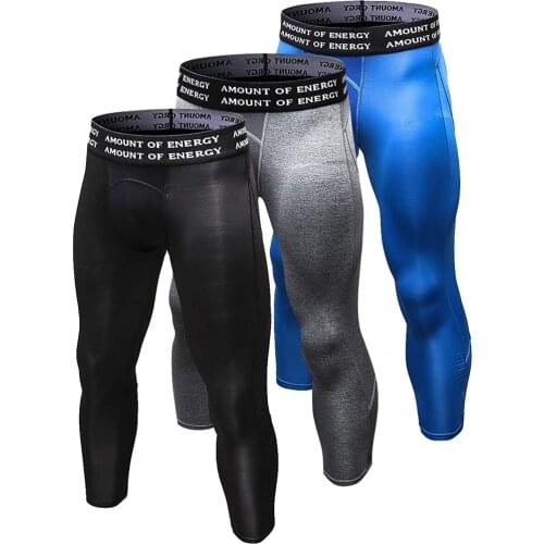 3/4 Compression Leggings Mens Dry Cool Running Workout Athletic Sports Active Tights Leggings