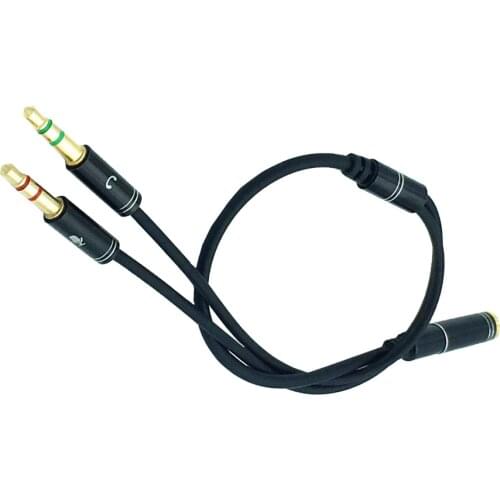 3.5mm 1/8" female to 2 3.5mm male input TRS Stereo Audio Adapter splitter cable 0.25M