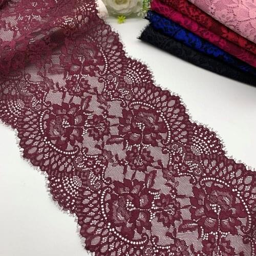 3y/lot 6 Colors 23cm Eyelash Dark Red Lace trim For Spring Clothes Skirt Hem Underwear Sewing Craft DIY Apparel Fabrics Lace