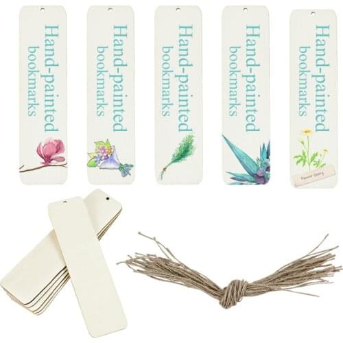 5-26pcs New With Rope Wooden Bookmarks For Birthday And Wedding Blank Bookmarks Baby Shower Handmade Diy Wooden Tags Supplies