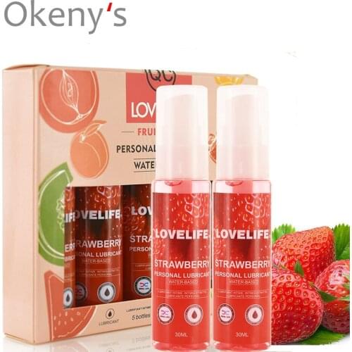 5pcs 30ml Strawberry Flavor Edible Lubricant Anal Vaginal Oral Sex Silicone Lubricating Oil Adult Sex Products Body Massage Gel