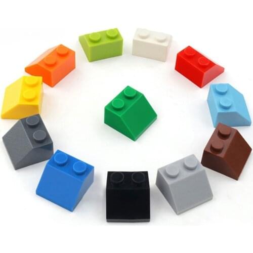 100pcs DIY Building Blocks Thick Figure Bricks Slope 1x2 Educational Creative Size Compatible lego Plastic Toys for Children