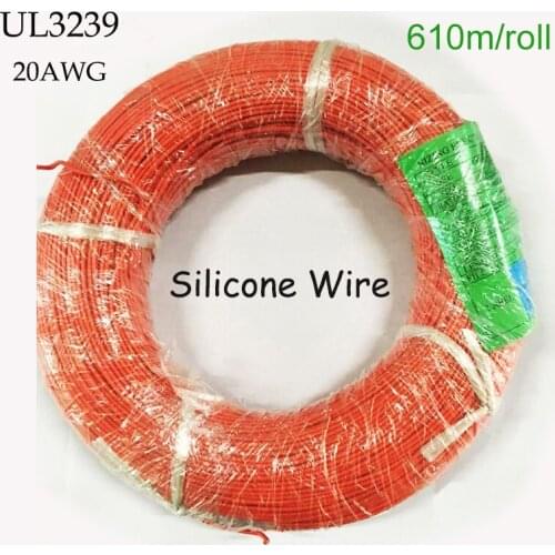 610m/Roll UL3239 20AWG High-Voltage Silica Wire,Tinned Copper 0.50mm2 Soft Silicone Rubber Electric Wire Lamp Cable DIY