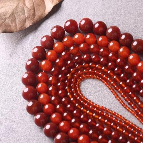 4/6/8/10/12/14mm Natural Gem Stone Red Agata Beads Round Smooth Beads For DIY Jewelry Making Bracelets Necklace Accessories 15"