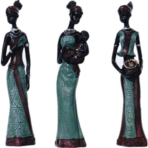 Decor Accesories For Home Figurines Statue Sculpture Miniature Room Decoration Black womens combination holding casing series