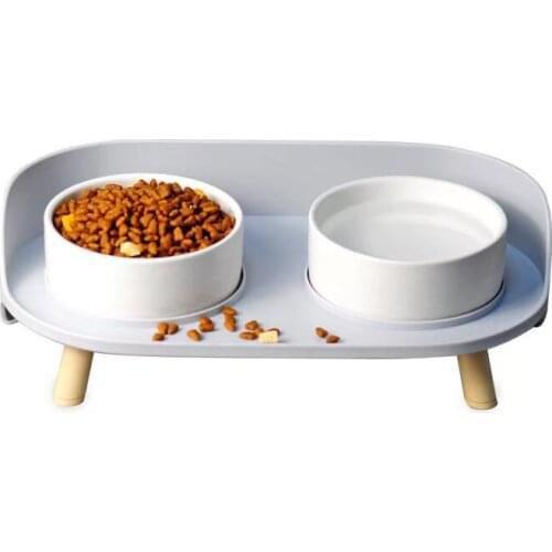 Cat Bowl Dog Bowl Double Bowl Ceramic Protection Spine Pet Food Bowl Anti-overturning Pet china Bowl