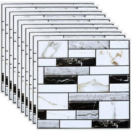 Hot YO-10 Pcs Wall Tile Sticker Home Bathroom Kitchen Brick 3D Wall Decor Stickers Tile Art Backsplash Wall Decoration 30x30Cm