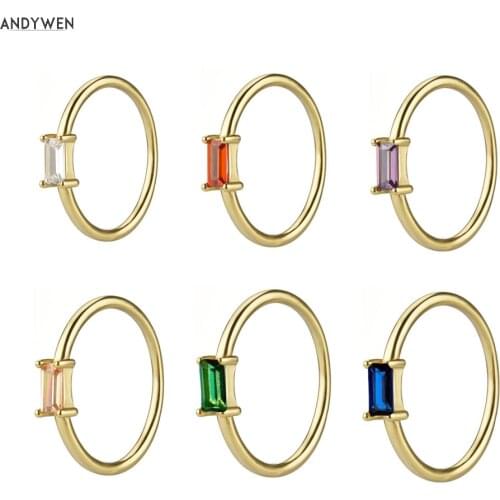 ANDYWEN 925 Sterling Silver 1.5mm Rainbow Ring Slim Round Women Luxury Colorful Zircon CZ Jewelry in 2020 Fashion Statement