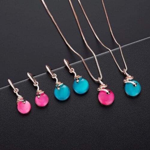 Fashion inlaid rhinestone round bead earrings jewelry combination wedding jewelry set female party birthday accessories