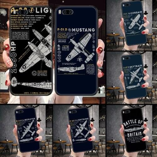 F4U Corsair Fighte P-38 Phone Case For Xiaomi Mi Note 8 9 10 11 9T 10T A3 Lite Pro Ultra black trend coque art hoesjes luxury