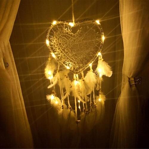 Colorful True feather dream catcher lights up Creative dreamcatcher girls practical special birthday gifts home decoration