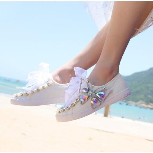AB Gem Crystals Sneakers Womens Vulcanized Shoes Woman Pearls White Sneaker Ladies Trainers Canvas Casual Shoes Tenis Feminino