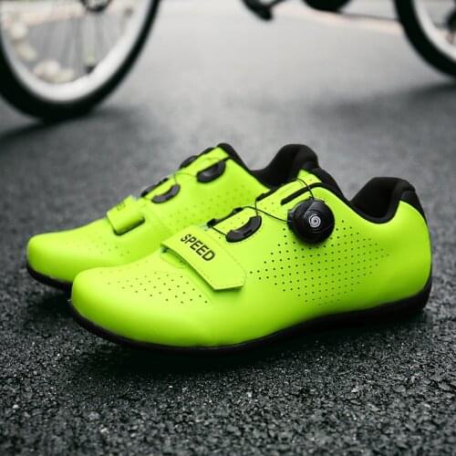 Cheap Green Mens Road Bike Cycling Shoes Professional Outdoor MTB Bicycle Sneakers Men Non slip Racing Speed Bicycle Shoes Men